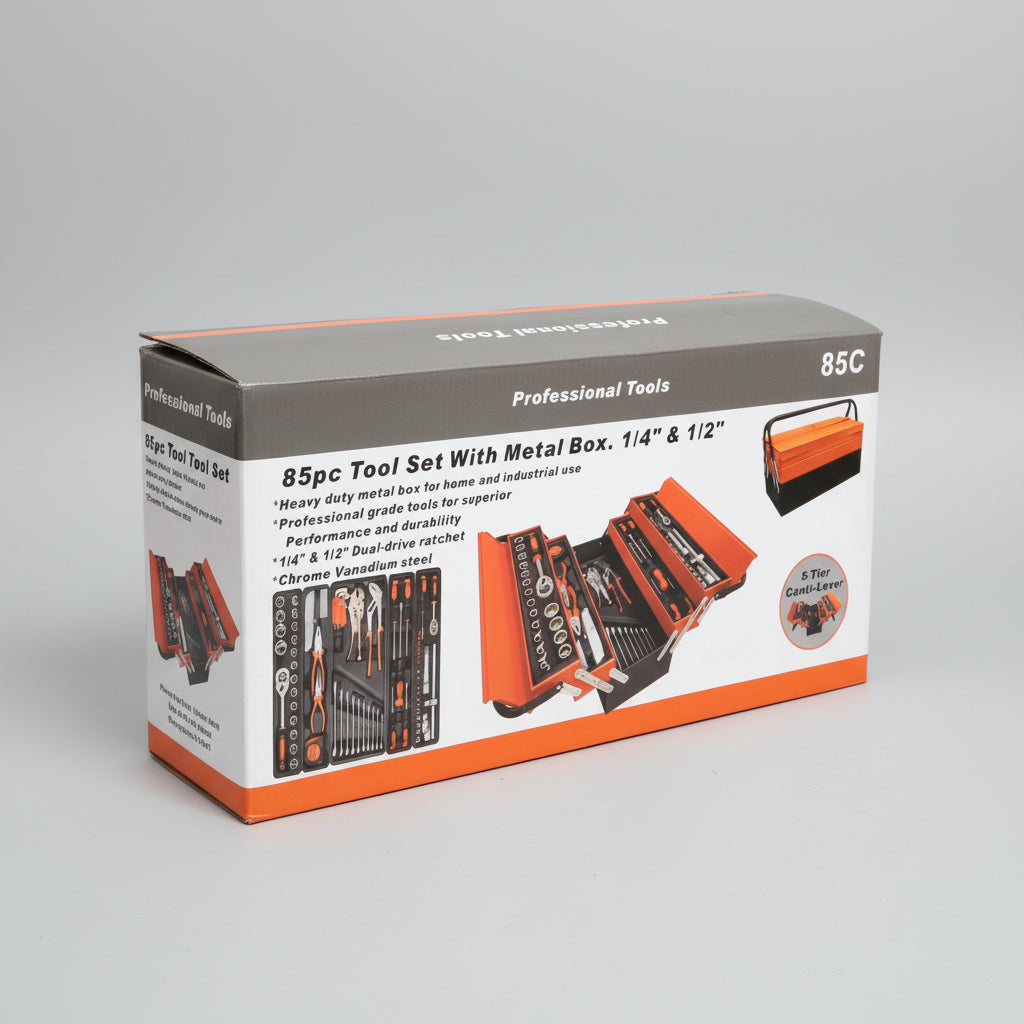 Set Alata 85 delova – Metalna Kutija 1/4" & 1/2"